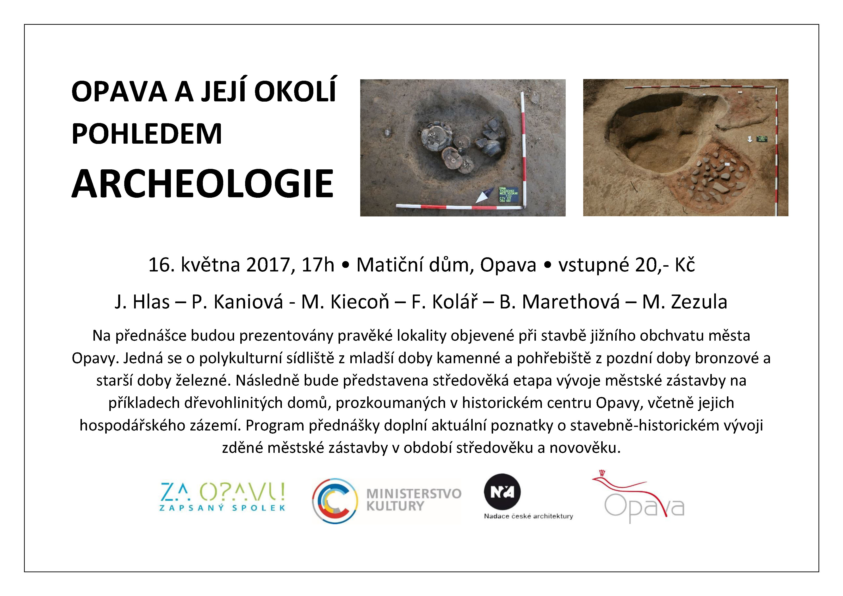 Pozvánka na přednášku o archeologii 16. 5. 2017
